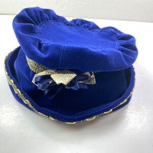 Blue Velvet Cap Hat Youth-Lg Medieval Steampunk Goth Cosplay Theatre Costume 17"